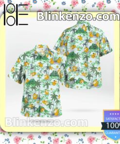 Psyduck Palm Tree Casual Button Down Shirts