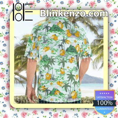 Psyduck Palm Tree Casual Button Down Shirts a