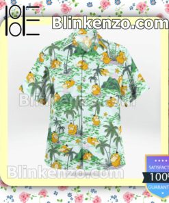 Psyduck Palm Tree Casual Button Down Shirts b