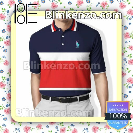 Ralph Lauren Mix Color Navy White And Red Custom Polo Shirt