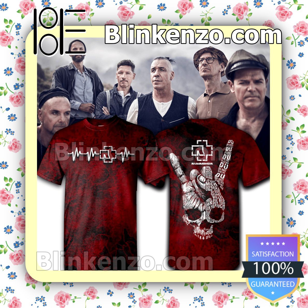 Rammstein Heartbeat Skull Devil Hand Sign Custom Shirt