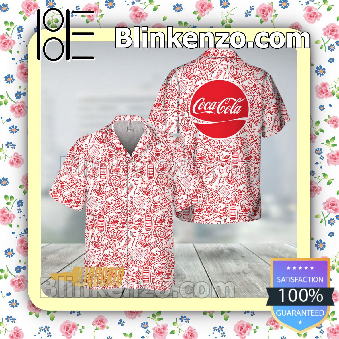 Get Here Red Cocacola Doodle Art Beach Shirts