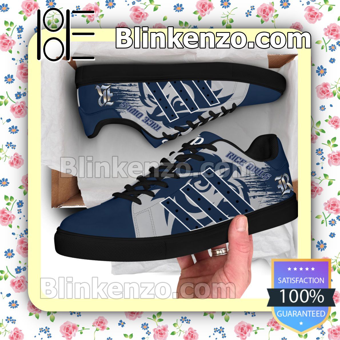 Rice Owls Logo Print Low Top Shoes
