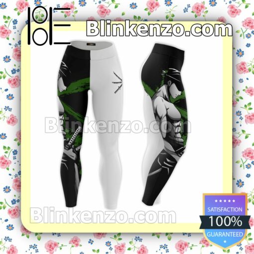 Roronoa Zoro One Piece Anime Black And White Workout Leggings