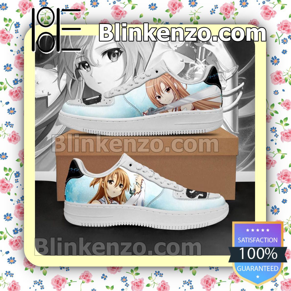 Unique SAO Asuna Yuuki Sword Art Online Anime Nike Air Force Sneakers
