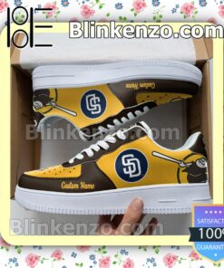 San Diego Padres Mascot Logo MLB Baseball Nike Air Force Sneakers