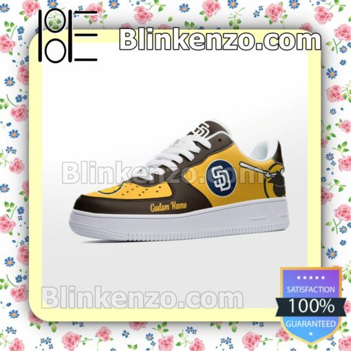 San Diego Padres Mascot Logo MLB Baseball Nike Air Force Sneakers a