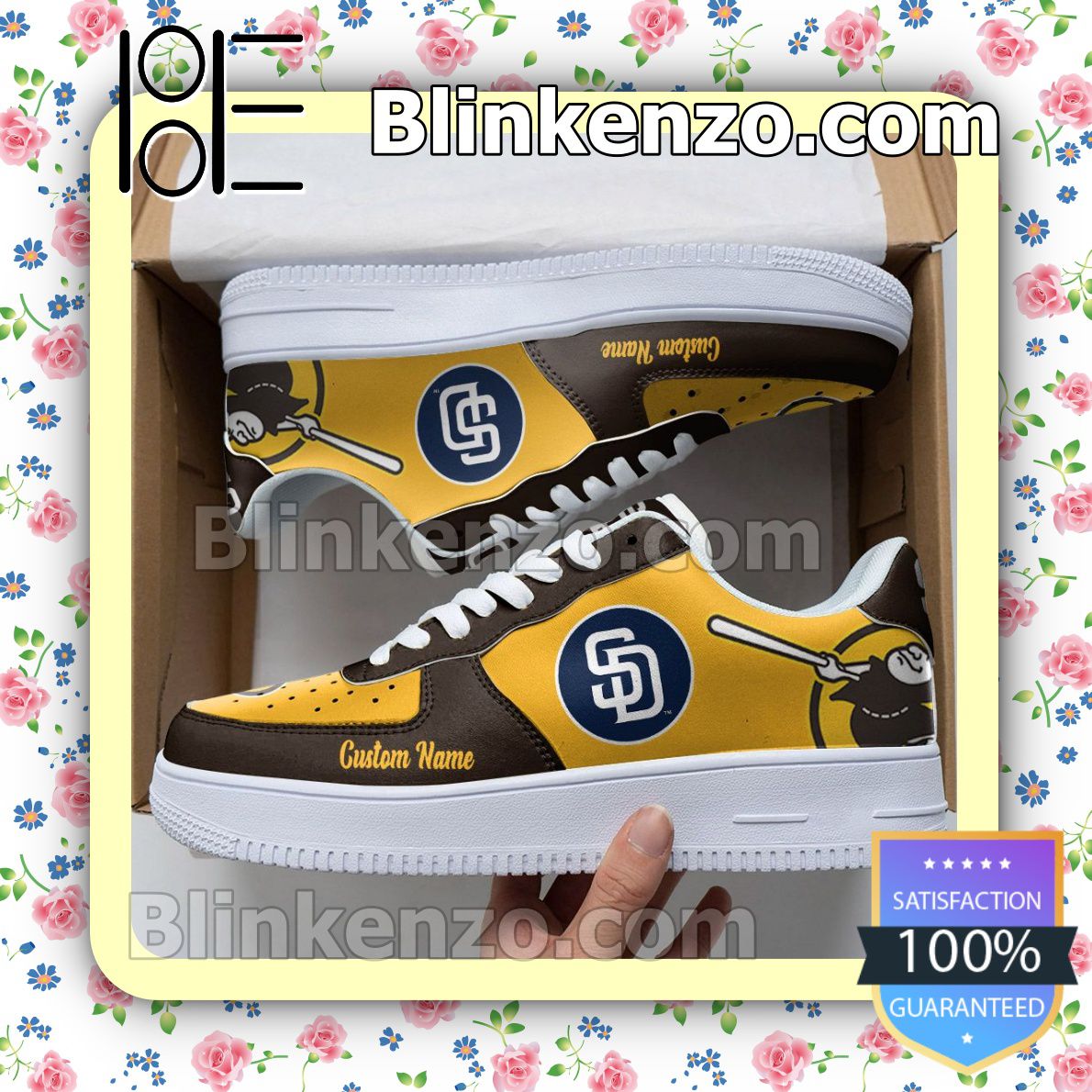 San Diego Padres Mascot Logo MLB Baseball Nike Air Force Sneakers