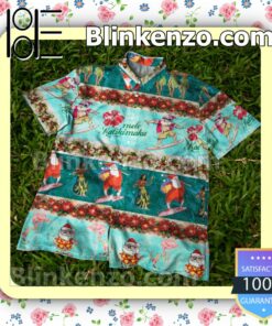 Santa Mele Kalikimaka Christmas Xmas Flamingo Summer Beach Shirt