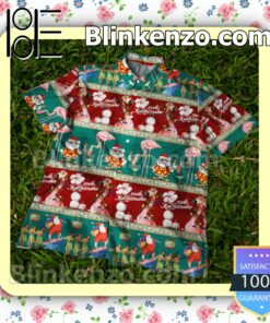 Santa Mele Kalikimaka Christmas Xmas Hula Girl Summer Beach Shirt