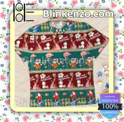 Santa Mele Kalikimaka Christmas Xmas Hula Girl Summer Beach Shirt a