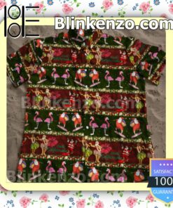 Santa Mele Kalikimaka Flamingo Christmas Xmas Summer Beach Shirt c