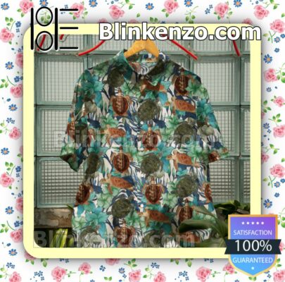Sea Turtle Floral Summer Beach Shirt b
