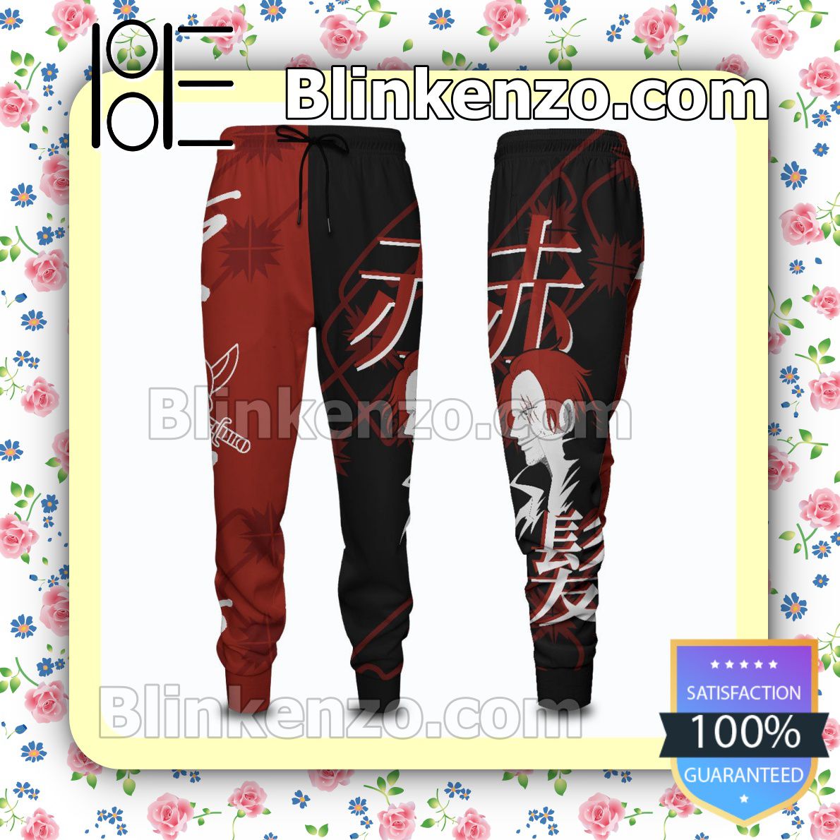 Handmade Shanks One Piece Anime Black And Red Gift For Family Joggers