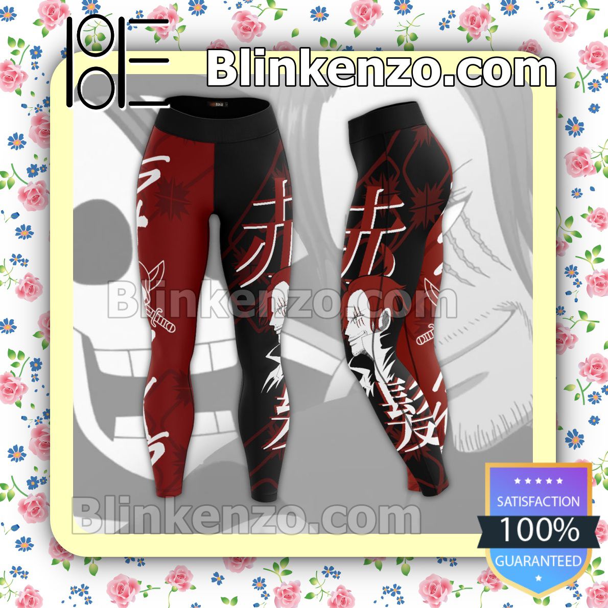 Limited Edition Shanks One Piece Anime Black And Red Workout Leggings
