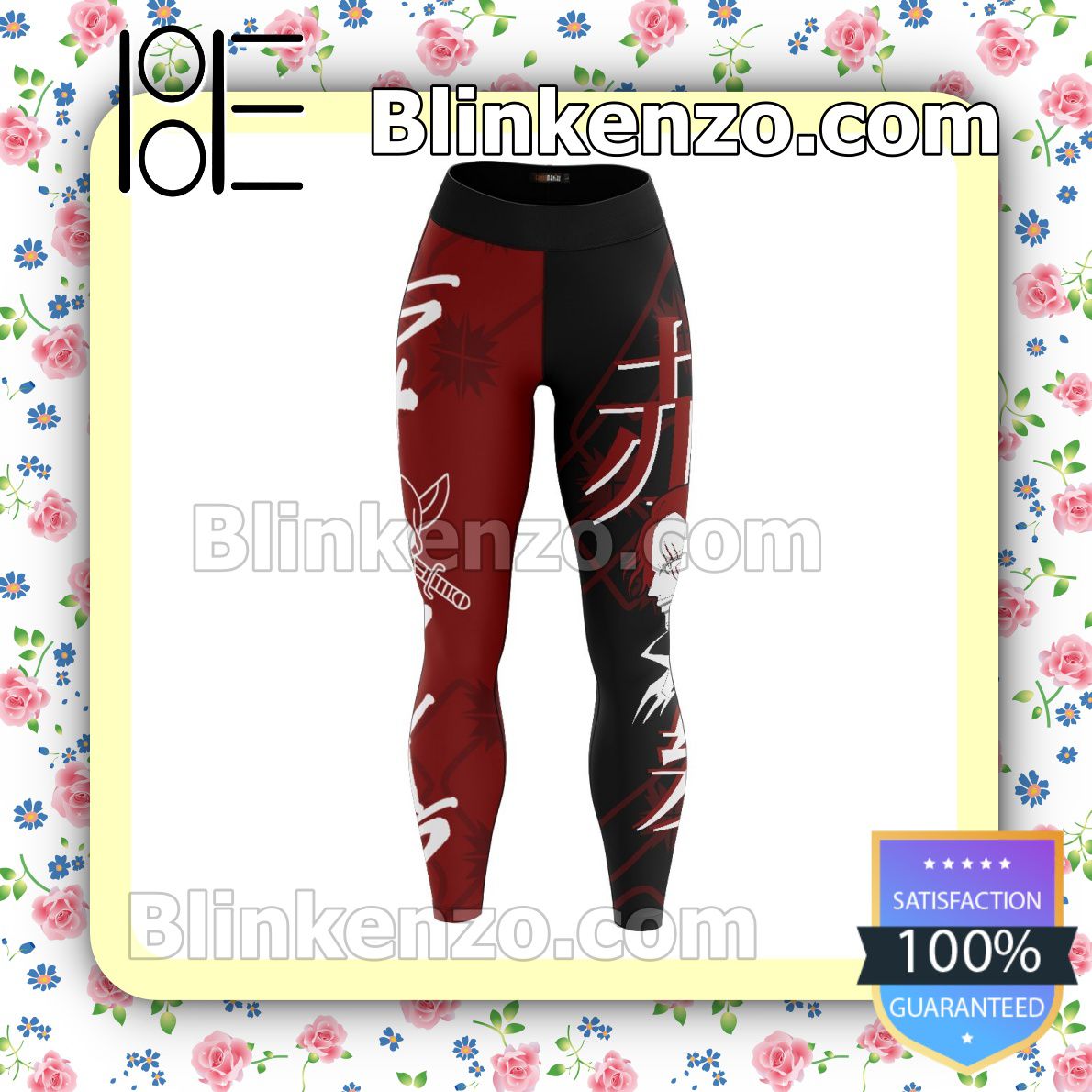 Top Shanks One Piece Anime Black And Red Workout Leggings