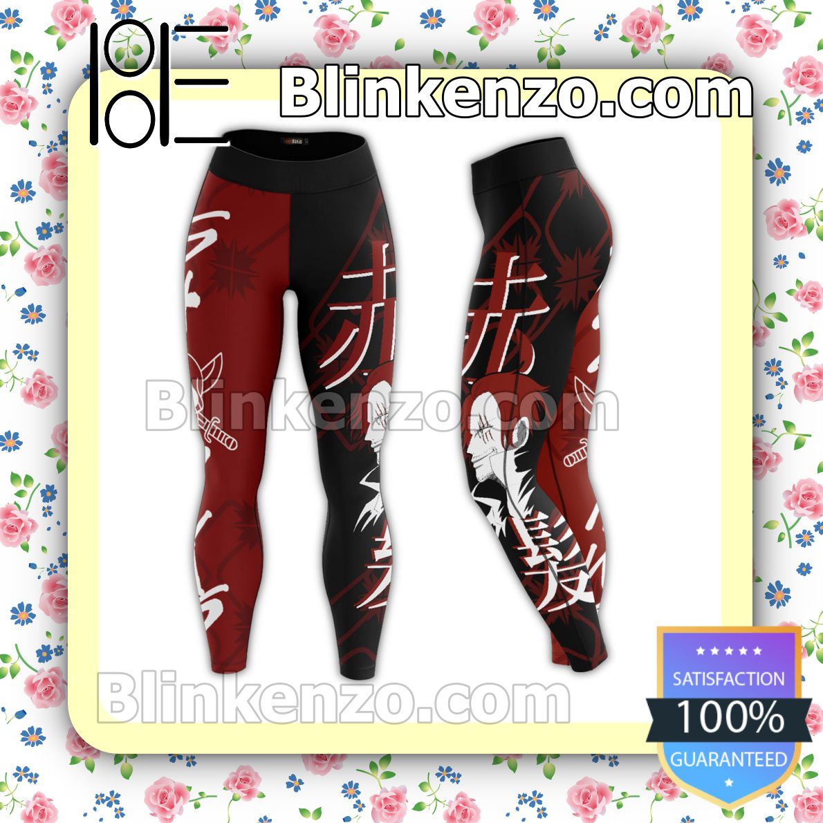 Cheap Shanks One Piece Anime Black And Red Workout Leggings