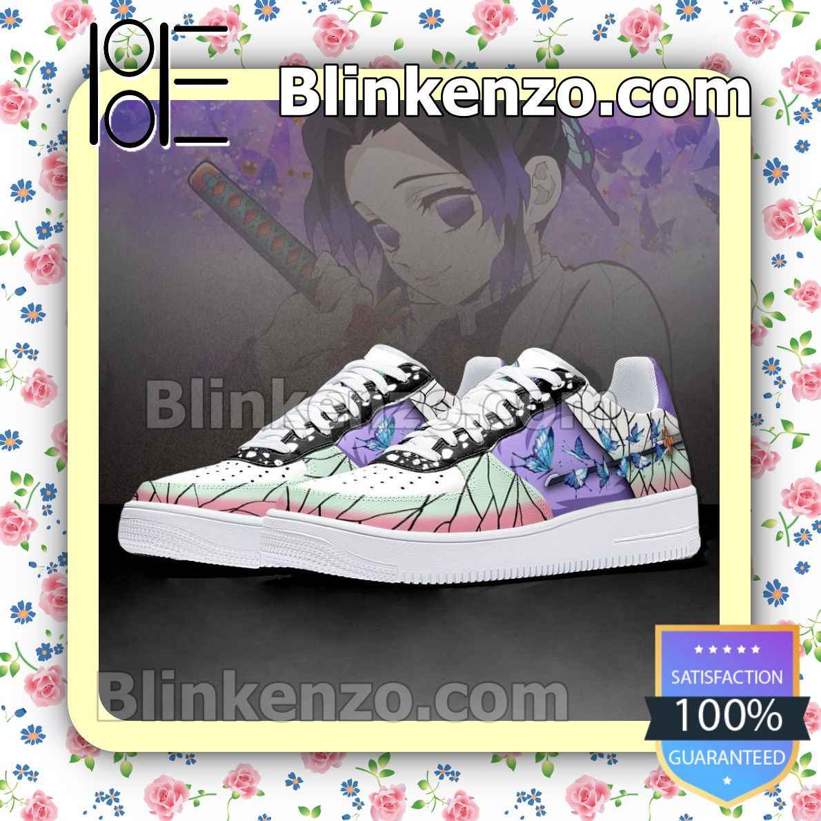 Perfect Shinobu Kocho Nichirin Sword Demon Slayer Anime Nike Air Force Sneakers
