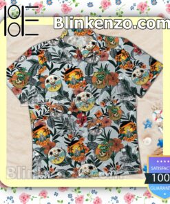 Skeleton Beach Vibes Floral Summer Beach Shirt a