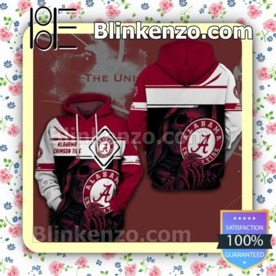 Skull Holding Alabama Crimson Tide Logo Custom Womens Hoodie