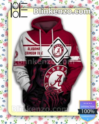 Skull Holding Alabama Crimson Tide Logo Custom Womens Hoodie a