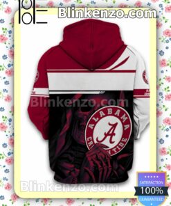 Skull Holding Alabama Crimson Tide Logo Custom Womens Hoodie b