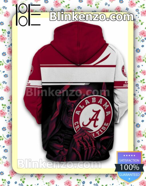 Skull Holding Alabama Crimson Tide Logo Custom Womens Hoodie b