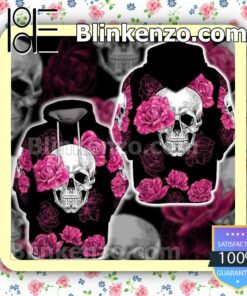 Skull Pink Rose Black Custom Womens Hoodie