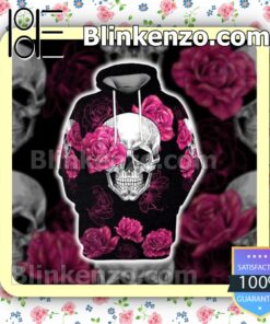 Skull Pink Rose Black Custom Womens Hoodie a