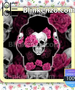 Skull Pink Rose Black Custom Womens Hoodie b