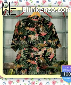 Spiky Leopard Tropical Summer Beach Shirt b