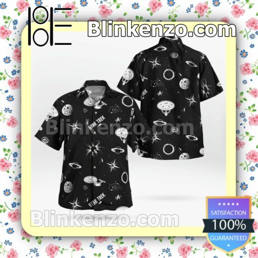 Star Trek Black And White Galaxy Casual Button Down Shirts