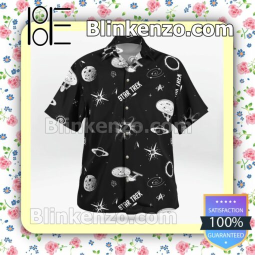 Star Trek Black And White Galaxy Casual Button Down Shirts a