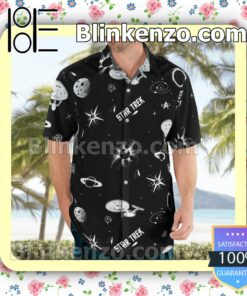 Star Trek Black And White Galaxy Casual Button Down Shirts b