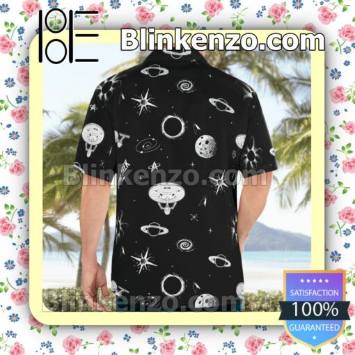 Star Trek Black And White Galaxy Casual Button Down Shirts c