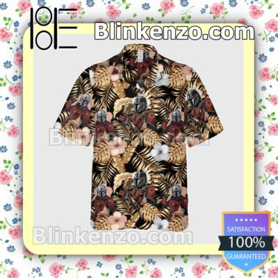 Star Wars Boba Fett Gold Leaves Hibiscus Halloween Short Sleeve Shirts a