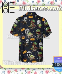 Star Wars The Mandalorian Yoda Boba Fett Chibi Halloween Short Sleeve Shirts b