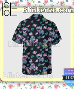Stitch Tropical Flowers And Leaves Halloween Short Sleeve Shirts a