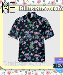 Stitch Tropical Flowers And Leaves Halloween Short Sleeve Shirts b