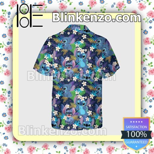 Stitch Tropical Leaves Halloween Short Sleeve Shirts a