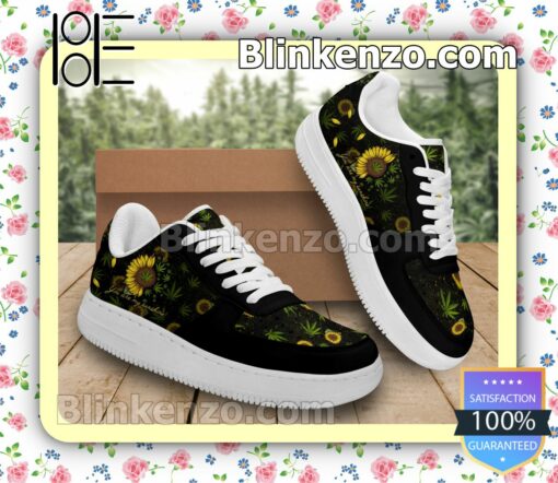 Sunflower Hippie Cannabis Weed Mens Air Force Sneakers