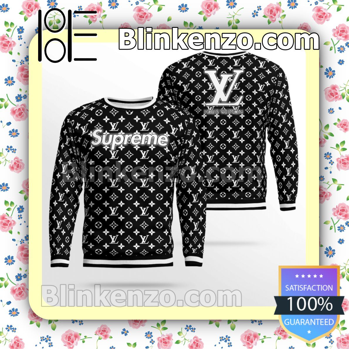 Supreme Louis Vuitton Monogram Black And White Mens Sweater