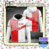 Supreme Red And White With Diagonal Stripes Full-Zip Hooded Fleece Sweatshirt