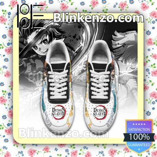 Tanjiro And Zenitsu Demon Slayer Anime Nike Air Force Sneakers a