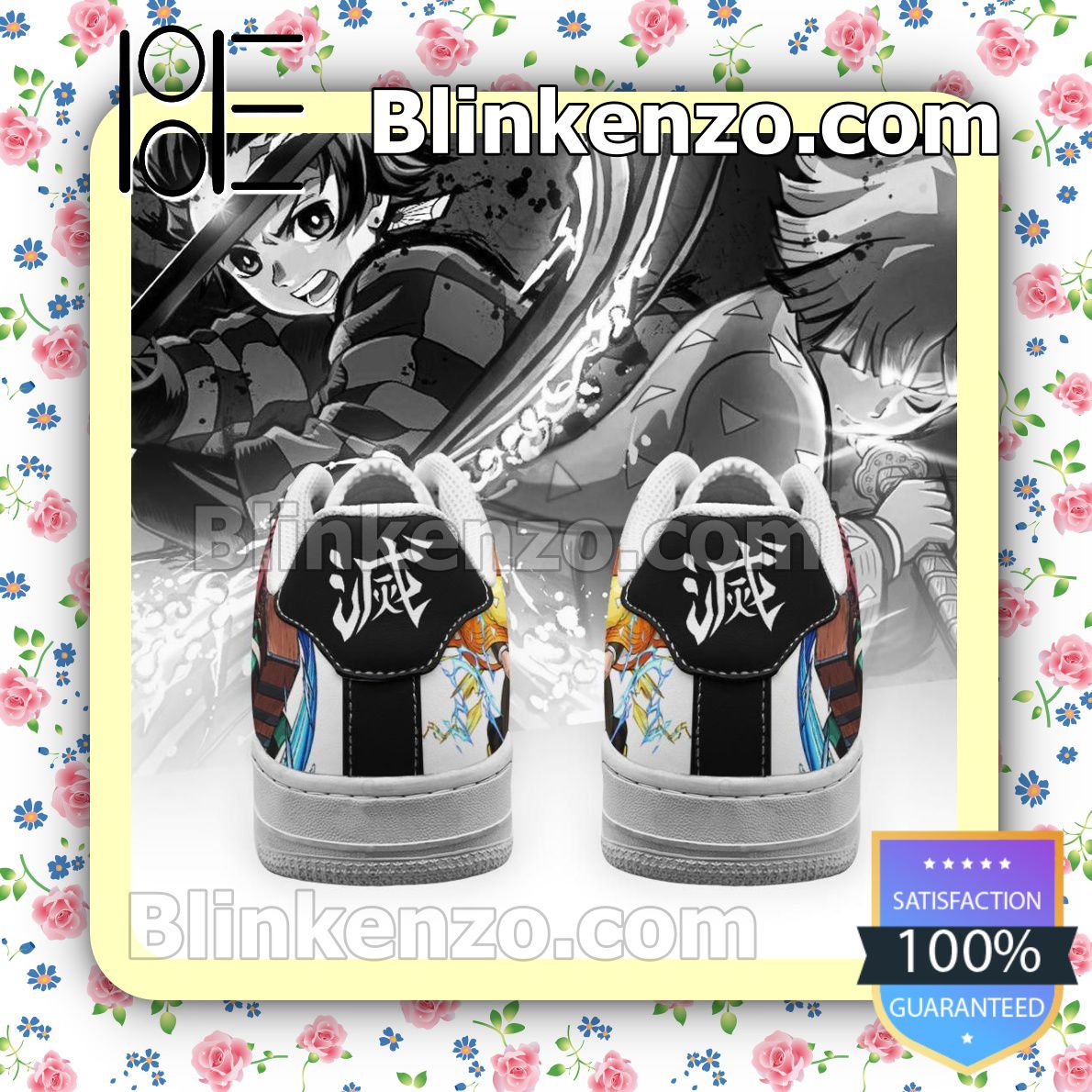 Print On Demand Tanjiro And Zenitsu Demon Slayer Anime Nike Air Force Sneakers