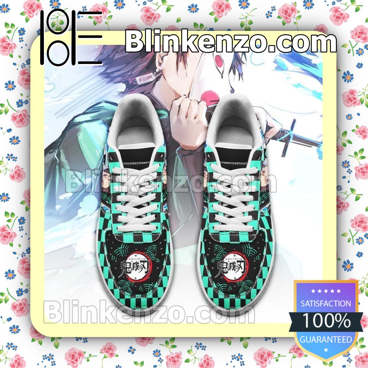 Real Tanjiro Demon Slayer Anime Nike Air Force Sneakers