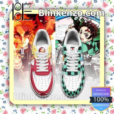 Tanjiro and Rengoku Skills Demon Slayer Anime Nike Air Force Sneakers a