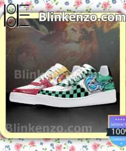 Tanjiro and Rengoku Skills Demon Slayer Anime Nike Air Force Sneakers b