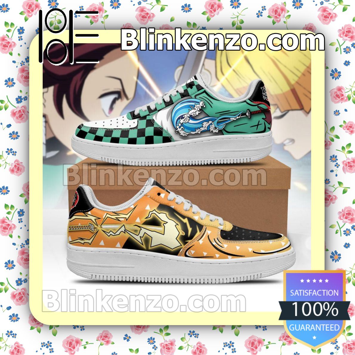  Ships From USA Tanjiro and Zenitsu Skill Demon Slayer Nike Air Force Sneakers