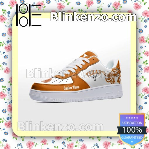 Texas Longhorns Mascot Logo NCAA Nike Air Force Sneakers a